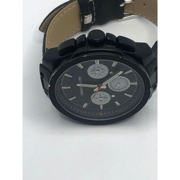 Vince Camuto Unisex Black Leather Digital Black Dial Quartz Genuine Watch OP199 - Picture 6 of 9